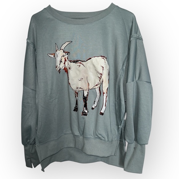 NWOT Goat Print Sweatshirt - Picture 2 of 7
